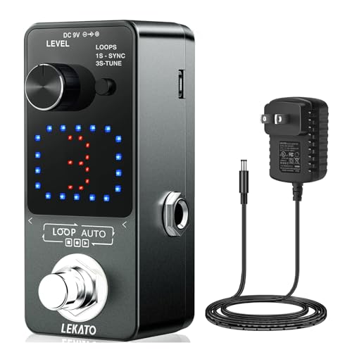 LEKATO Looper Pedal,Guitar Looper Pedal with 9V 0.6A Looper Pedal Power Supply Adapter, Effect Loop Pedal with SYNC & Tuner Function Loop Pedal for Electric Guitar 3 Loops 18 Minutes Record Time - Image 1