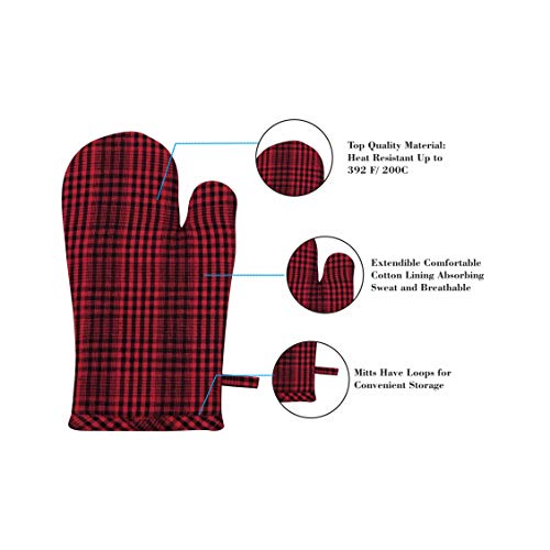 PIXEL HOME DECOR PIXEL HOME Cotton Microwave Oven Mitten for Microwave - Set of 2 PCS Oven Glove - Heat Resistant (Red Pin Stripe) - Image 5