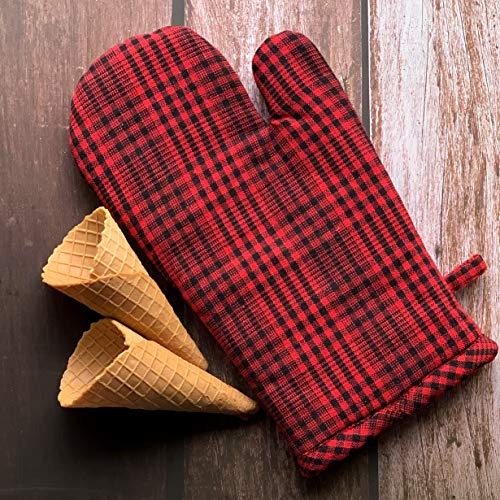 PIXEL HOME DECOR PIXEL HOME Cotton Microwave Oven Mitten for Microwave - Set of 2 PCS Oven Glove - Heat Resistant (Red Pin Stripe) - Image 3