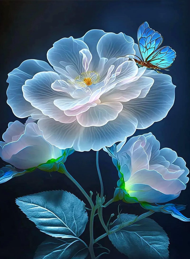 KASTWAVE 5D Diamond Painting, 5D Flower Diamond Painting Art Kits for Adults Beginner, DIY Full Drill Embroidery Cross Stitch Crystal Rhinestone Paintings Pictures for Home Wall Decor 12 X 16 Inch - Image 1