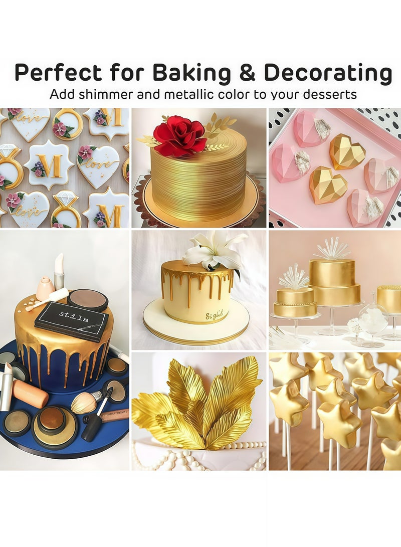 2 Pcs Gold Metallic Baking Craft Glitter Powder Food Safe Cake Topper Decoration for DIY Cupcakes Cookies Dessert Garnish Parties Weddings Festive Celebrations,Sparkling Shimmery Dust for Creative Baking,All 20g - Image 2