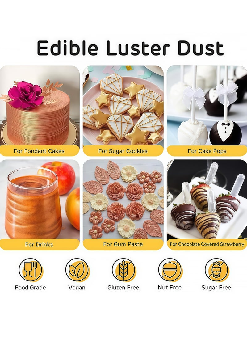 2 Pcs Gold Metallic Baking Craft Glitter Powder Food Safe Cake Topper Decoration for DIY Cupcakes Cookies Dessert Garnish Parties Weddings Festive Celebrations,Sparkling Shimmery Dust for Creative Baking,All 20g - Image 3