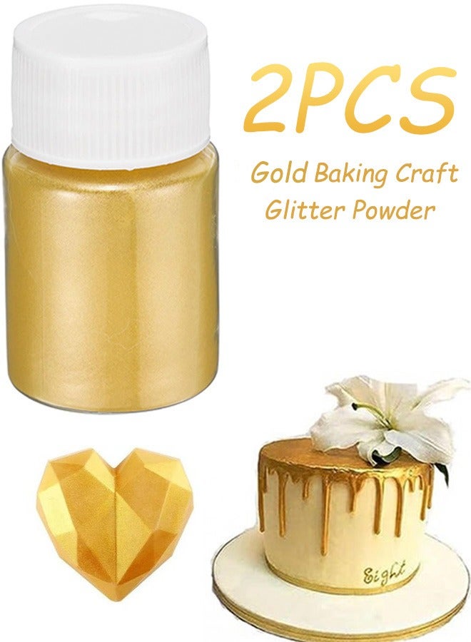 2 Pcs Gold Metallic Baking Craft Glitter Powder Food Safe Cake Topper Decoration for DIY Cupcakes Cookies Dessert Garnish Parties Weddings Festive Celebrations,Sparkling Shimmery Dust for Creative Baking,All 20g - Image 1