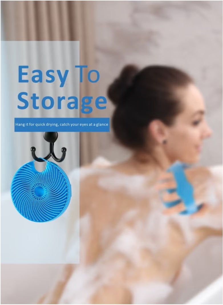 Silicone Body Scrub, Non-slip Handle Shower Scrub Cleansing Brush, Silicone Body Brush with Soft Silicone Bristles for Shower, Exfoliating Body Scrub for Sensitive Skin (Blue) - Image 5