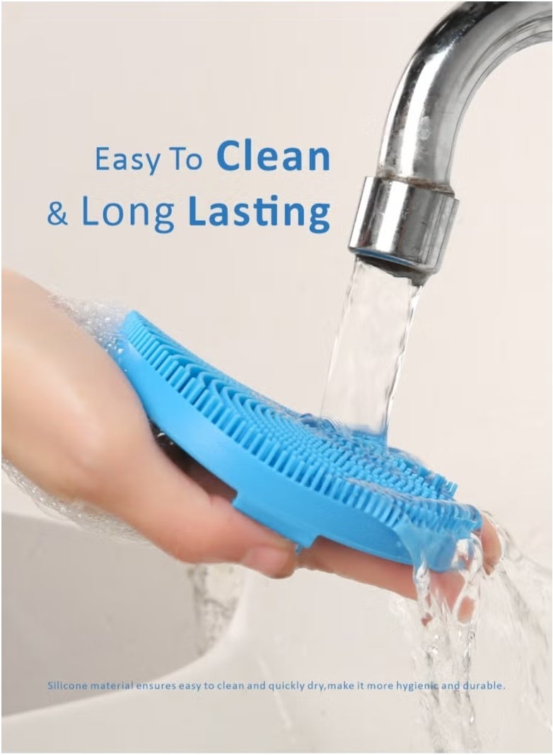 Silicone Body Scrub, Non-slip Handle Shower Scrub Cleansing Brush, Silicone Body Brush with Soft Silicone Bristles for Shower, Exfoliating Body Scrub for Sensitive Skin (Blue) - Image 4