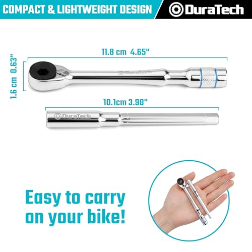 DURATECH 1/4" T-Handle Ratchet, Mini Ratchet Wrench with Hex Bit Extension and Adapter Set, Compatible with Standard 1/4" Hex Bits or Sockets, Portable and Versatile Repair Tool for Tight Spaces - Image 2