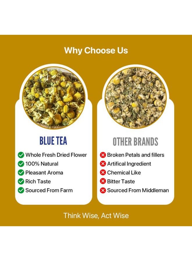BLUE TEA شاي البابونج - 1.05 أونصة (30+ كوب) سائب | نوم واسترخاء | شاي عشبي - خالي من الكافيين - قائم على الزهور - غير مرير - شاي ليلي | وعاء حيواني قابل لإعادة الاستخدام - Image 5