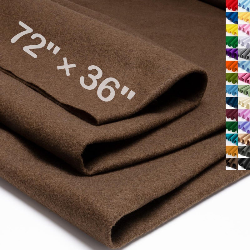 XSEINO Chocolate Brown Large Felt Fabric 72" X 36 "(2 Square Yards), 1.4 mm Thick Soft Felt Fabric Sheet for Crafts, Brown Series Colors Soft Nonwoven Fabric, Fit for Decoration, Sewing, DIY Crafts - Image 1