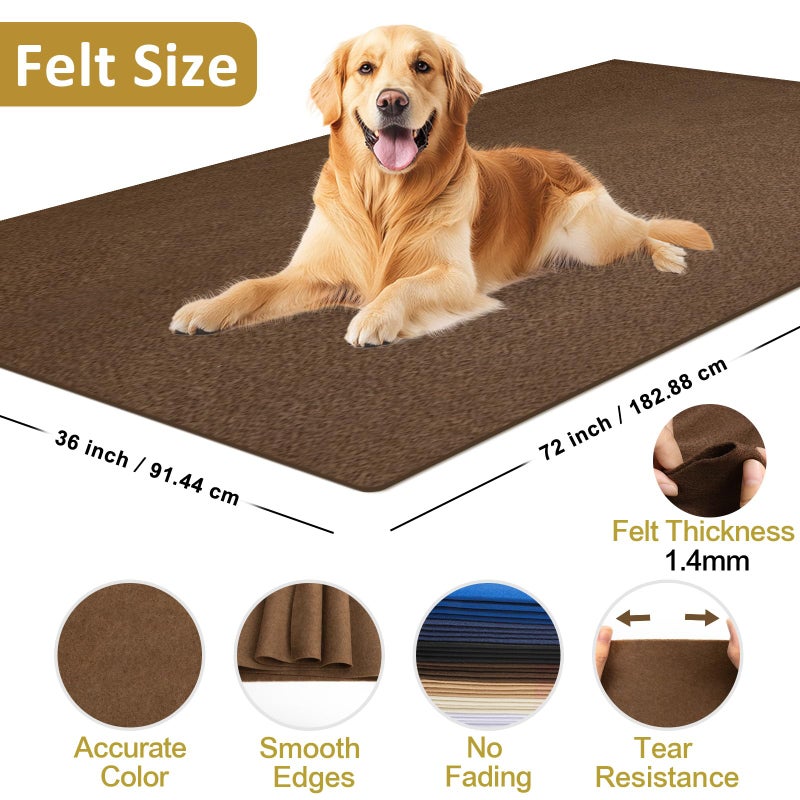 XSEINO Chocolate Brown Large Felt Fabric 72" X 36 "(2 Square Yards), 1.4 mm Thick Soft Felt Fabric Sheet for Crafts, Brown Series Colors Soft Nonwoven Fabric, Fit for Decoration, Sewing, DIY Crafts - Image 2