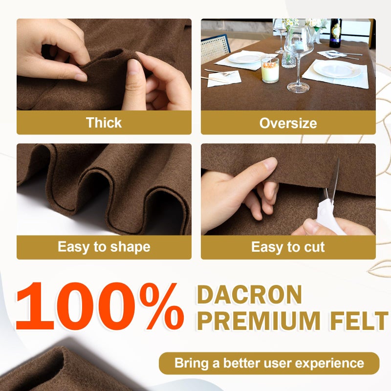 XSEINO Chocolate Brown Large Felt Fabric 72" X 36 "(2 Square Yards), 1.4 mm Thick Soft Felt Fabric Sheet for Crafts, Brown Series Colors Soft Nonwoven Fabric, Fit for Decoration, Sewing, DIY Crafts - Image 4