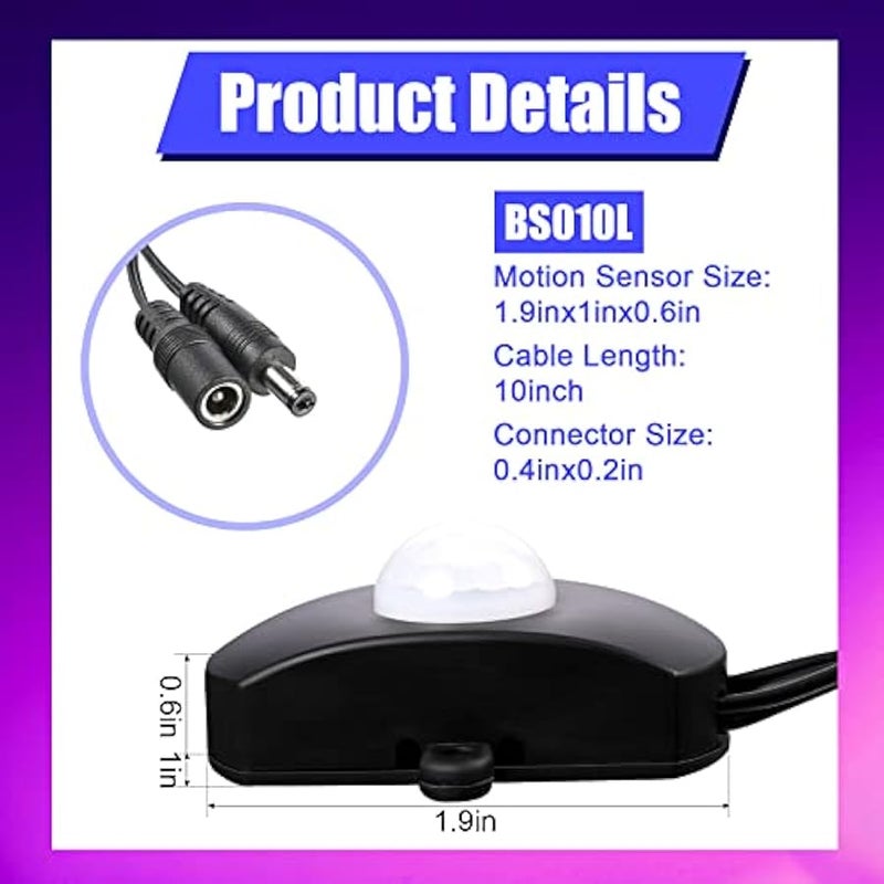 تيار مباشر 5 فولت - 24 فولت 5 امبير بي اي ار يعمل بالحركة مع كيبل اقتران تيار مباشر لشريط اضاءة LED (3 قطع) - Image 2