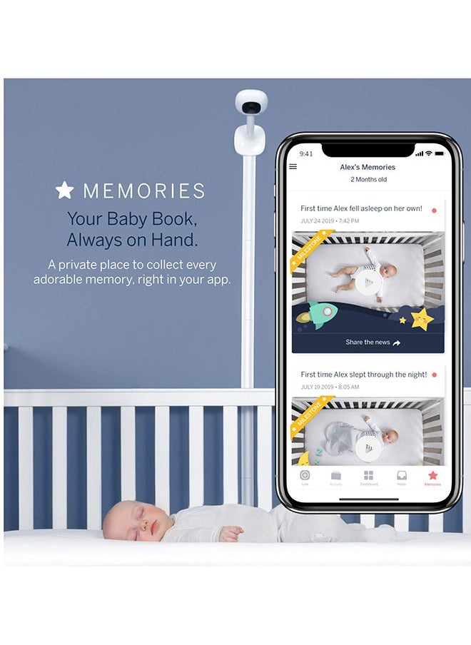 Nanit - Pro Complete Baby Monitoring System Bundle Includes 1080P Over The Cot Camera, Travel Multi - Stand, Breathing Wear Bandtracks Newborn Sleep And Breathing Motion Sensor - Free, White, 1 Count - Image 1