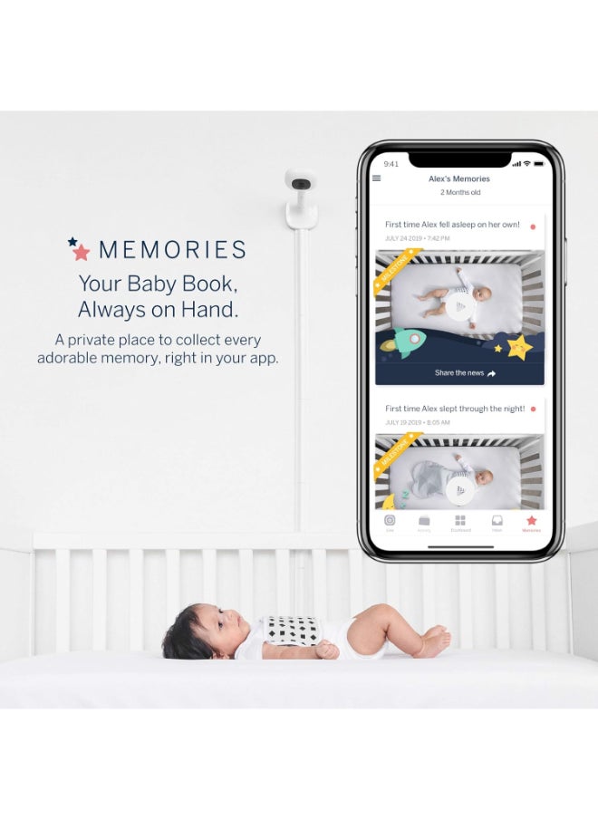Nanit - Pro Complete Baby Monitoring System Bundle Includes 1080P Over The Cot Camera, Travel Multi - Stand, Breathing Wear Bandtracks Newborn Sleep And Breathing Motion Sensor - Free, White, 1 Count - Image 1