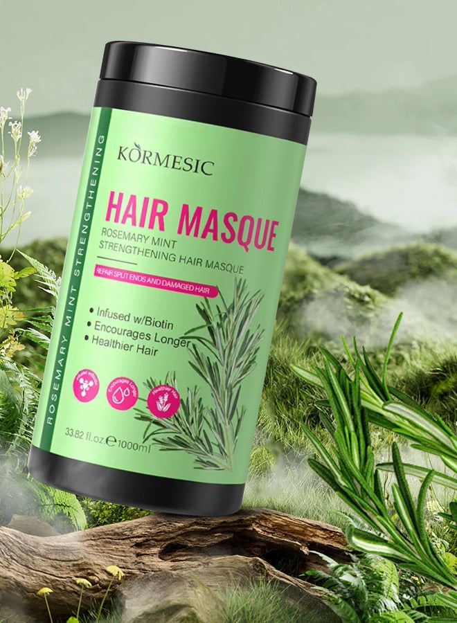 Kormesic 1000ml Hair Masque Rosemary Mint Hair Mask Rosemary Mint Strengthening Hair Masque Infused with Biotin for Longer Healthier Hairs Nourishing Silky Smooth Hairs Follicles for Women & Men - Image 2