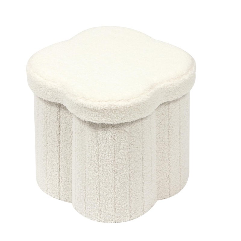 Bonlife Flower Ottoman Storage BoxFolding Boucle Stool SeatToy Chest BoxFootstool for Living RoomBedroomChildren RoomWhite32x32x32cm