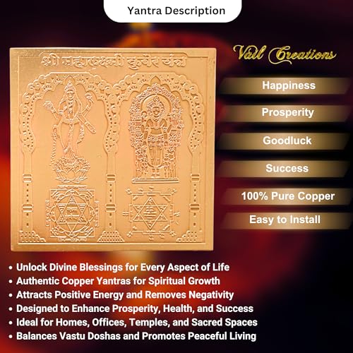 Vail Creations Shree Laxmi Kuber Yantra Original for Home Diwali Office Shop | Mahalaxmi Kuber Yantra Copper - Image 4