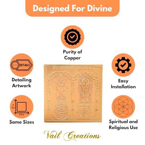 Vail Creations Shree Laxmi Kuber Yantra Original for Home Diwali Office Shop | Mahalaxmi Kuber Yantra Copper - Image 5