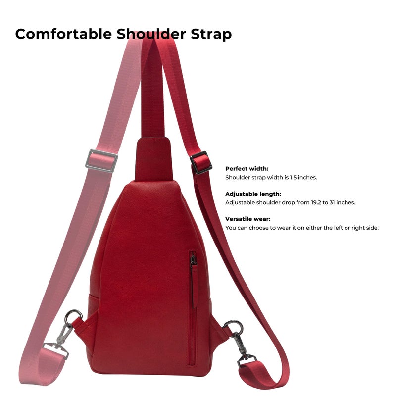 Alldaily Large Sling Bag for Women Crossbody Purse Leather Fashionable Trendy Chest Bag for Travel, Fanny Pack (Red) - Image 4