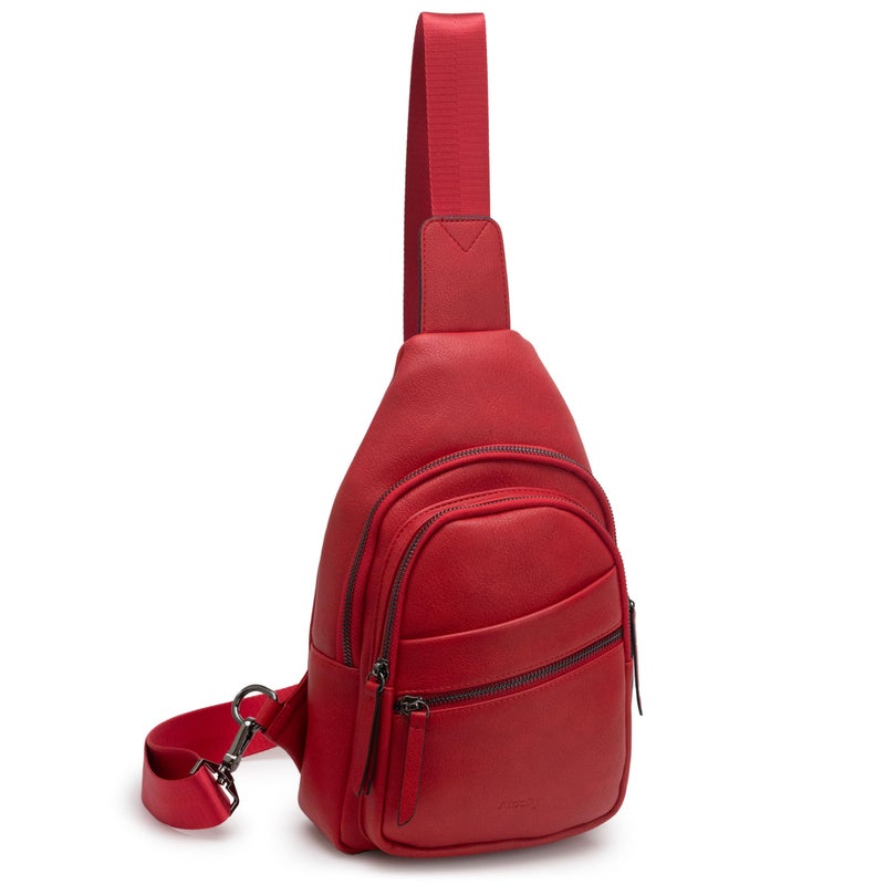 Alldaily Large Sling Bag for Women Crossbody Purse Leather Fashionable Trendy Chest Bag for Travel, Fanny Pack (Red) - Image 1