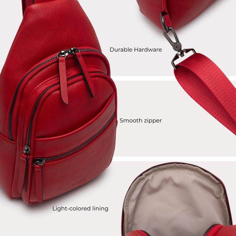 Alldaily Large Sling Bag for Women Crossbody Purse Leather Fashionable Trendy Chest Bag for Travel, Fanny Pack (Red) - Image 5