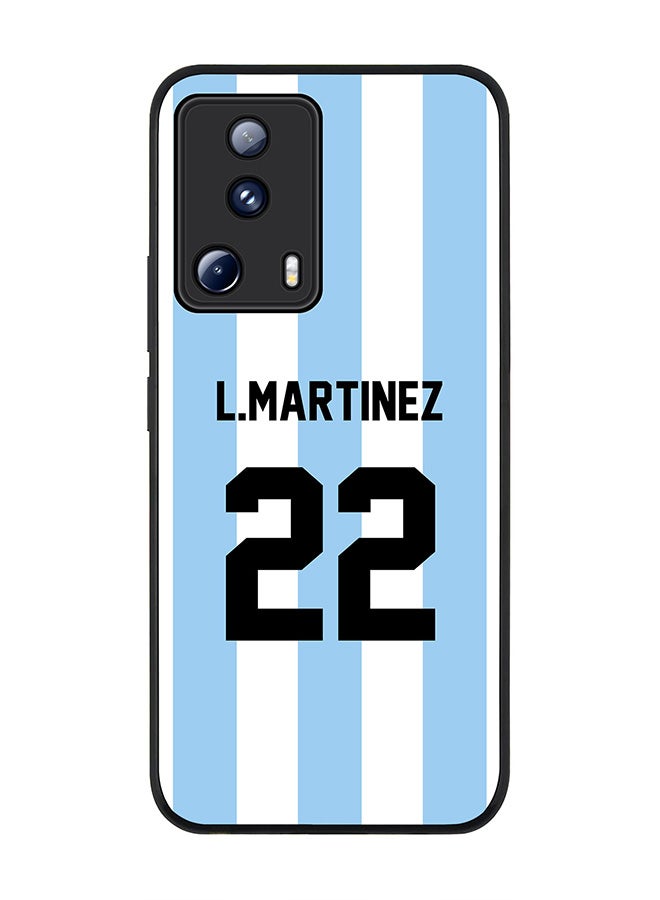 Stylizedd Rugged Black edge case for Xiaomi 13 Lite 5G / Xiaomi Civi 2 5G, Slim fit Soft Case Flexible Rubber Edges Anti Drop TPU Gel Thin Cover -  Football Team - Argentina, Player Name - L.Martinez - Image 1