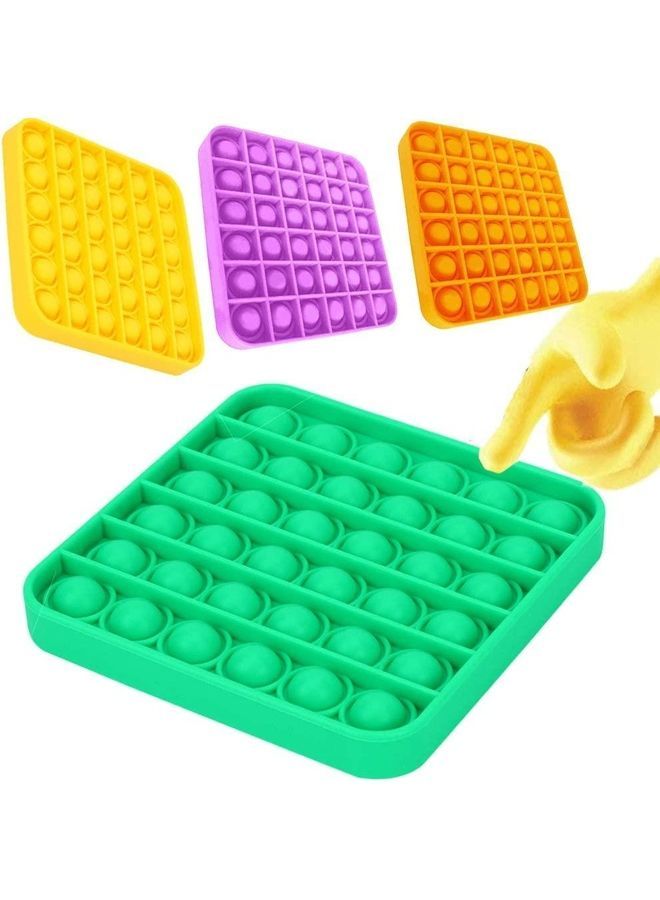 XiuWoo 4-Piece Stress Relieve Silicone Squeeze Push Pop Bubble Sensory Fidget Squishy Toy Set 12.5x1.5x12.5cm