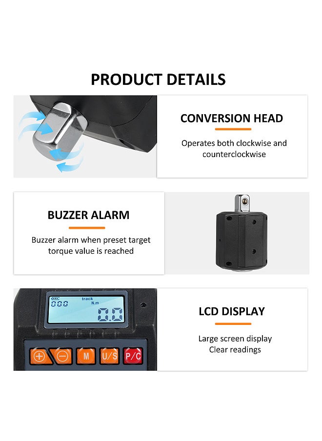 Generic - ENC-340 Digital Display Torque Meter Wrench Torque Tester 1/2'' Drive & Includes Adapters for 3/8'' and 1/4'' with Sound Light Alarm Function High Accuracy 4 Torque Units Backlit Display - Image 1