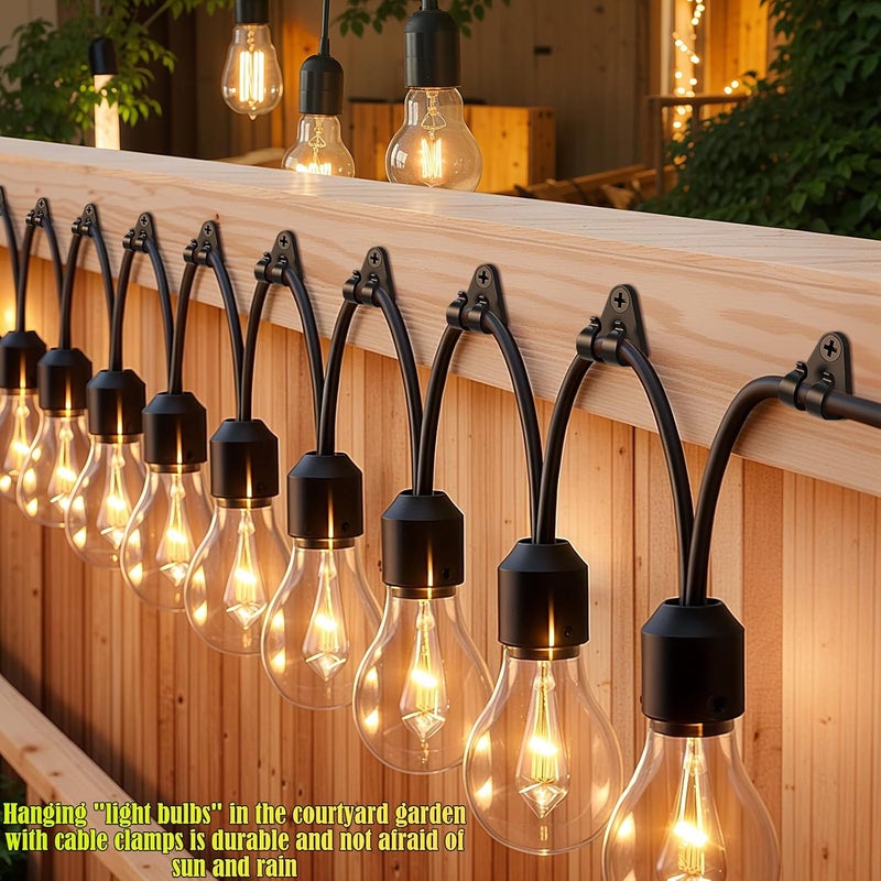 Lewufe Hooks for Outdoor String Lights Clips, Christmas Light Clips Weatherproof, Lights Hanger Hooks for Hanging Christmas Light, Fairy Light, Cable, Holiday Decor - Black, 50 Pack - Image 2
