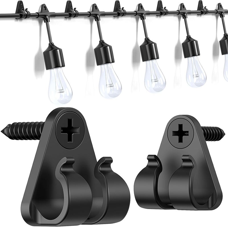 Lewufe Hooks for Outdoor String Lights Clips, Christmas Light Clips Weatherproof, Lights Hanger Hooks for Hanging Christmas Light, Fairy Light, Cable, Holiday Decor - Black, 50 Pack - Image 1