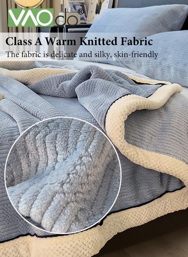 VAOdo Skin-Friendly Knitting Blanket, Soft Breathable Double-faced Fuzzy Plush Throw Blanket for All Season, Reversible Couch Sofa Bed Furniture Cover Protector, for Bed Couch Sofa Office Camping, 180*200CM - Image 5