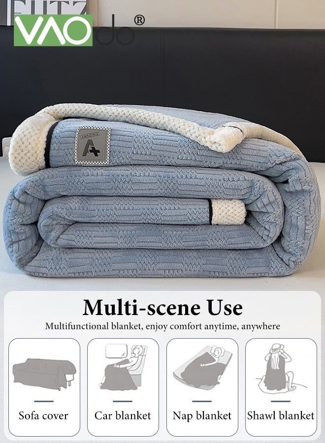 VAOdo Skin-Friendly Knitting Blanket, Soft Breathable Double-faced Fuzzy Plush Throw Blanket for All Season, Reversible Couch Sofa Bed Furniture Cover Protector, for Bed Couch Sofa Office Camping, 180*200CM - Image 4