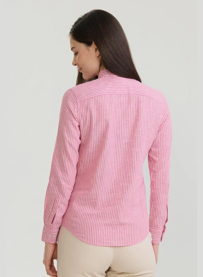FELIX HARDY Women's Cotton Linen Blend Long Sleeve Blouse Shirt