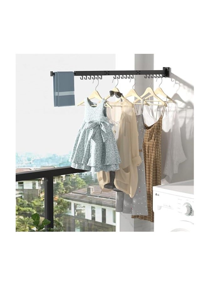 حامل تجفيف ملابس قابل للسحب، حامل تجفيف الغسيل بثلاث طيات أسود، مدخر للمساحة، قابل للطي ومتين، للغسيل، الشرفة، الحمام، البلكونة، المهجع، الشقة - Image 2