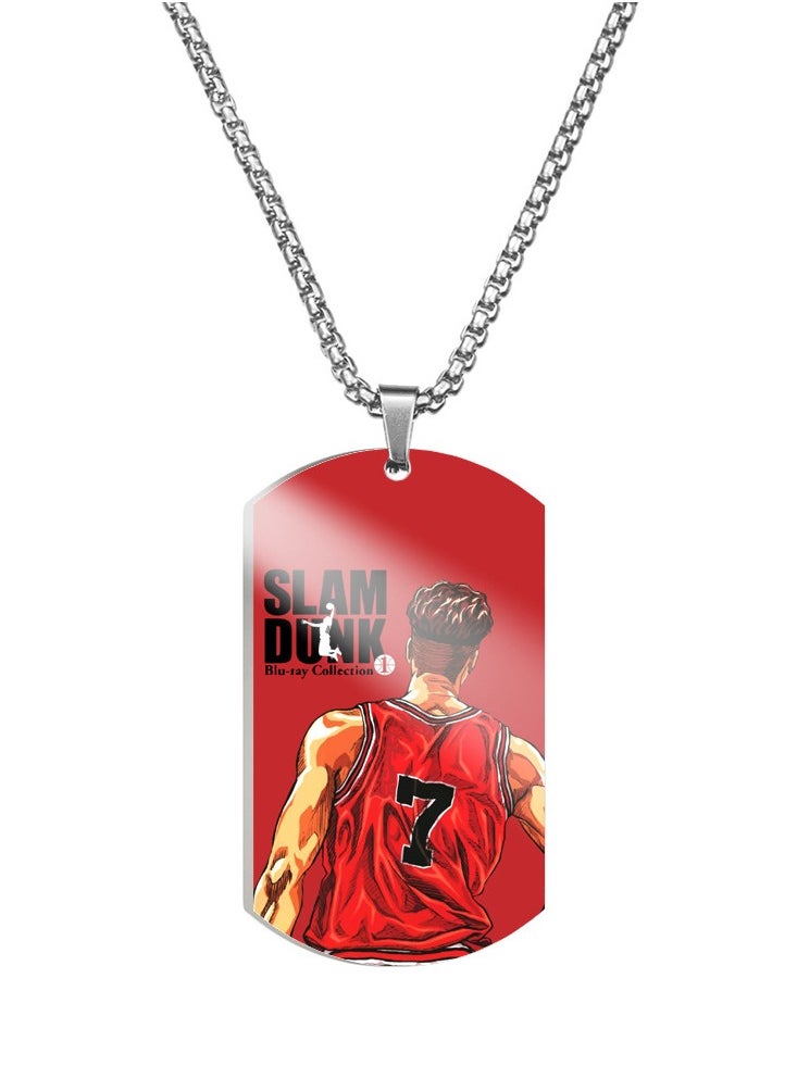 KUYING New Slam Dunk Color Printed Stainless Steel Necklace 