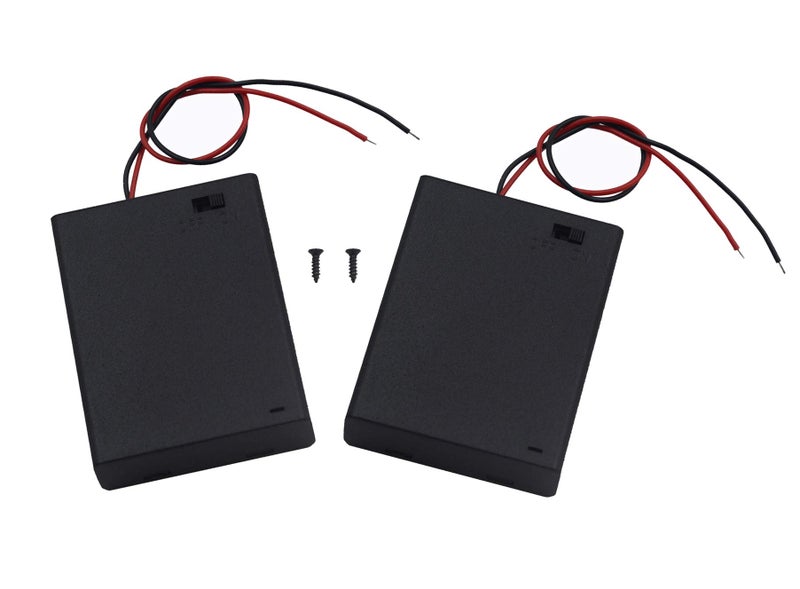 LampVPath (Pack of 2 4 AA Battery Holder with Switch, 6V Battery Holder with Switch, 4X 1.5V AA Battery Holder with Leads and Switch - Image 1