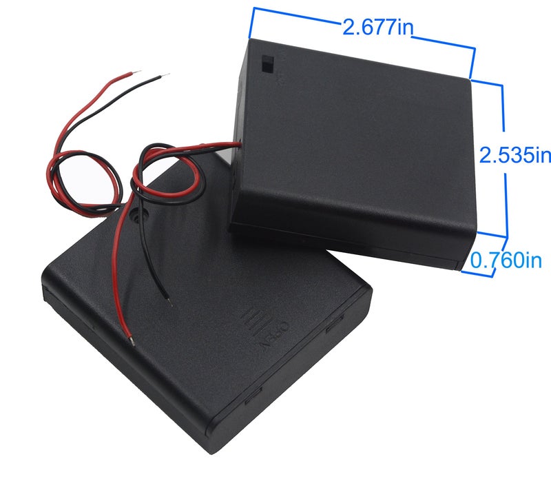 LampVPath (Pack of 2 4 AA Battery Holder with Switch, 6V Battery Holder with Switch, 4X 1.5V AA Battery Holder with Leads and Switch - Image 2