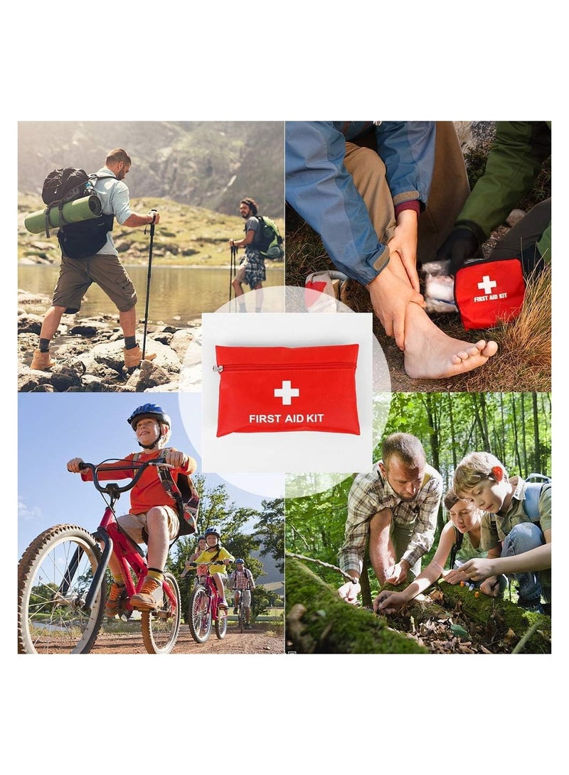 SYOSI Mini First Aid Kit Small Emergency Survival Kit Medical Trauma Kit Bag Includes Bandage Tablets Cotton Swabs First Aid Guid for Travel Home Office Car Hiking Camping Survival, 18 Pack - Image 4