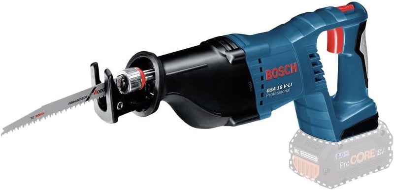 BOSCH Gsa 18 V Li, Cordless Reciprocating Saw, 18V Reciprocating Saw With Strong Cutting Performance, Tool Free Sds System Makes Changing Saw Blades Fast And Easy
