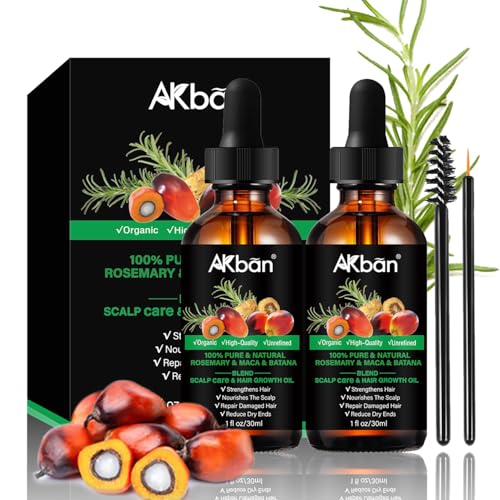 AKBAN Batana Oil for Hair Growth, with Rosemary Oil Maca Argan Jojoba Oil, Promotes Hair Thickness, Nourish Scalp and Hair for All Hair Tapes | Glass Bottle with Dropper | 1fl oz + 1 fl oz - Image 1