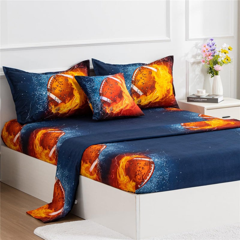 NTBED Football Comforter Sets Twin for Boys Teens, 3-Pieces Sports Bedding (1 Comforter with 2 Pillowcases),Reversible Rugby Printed Quilt Set - Image 5