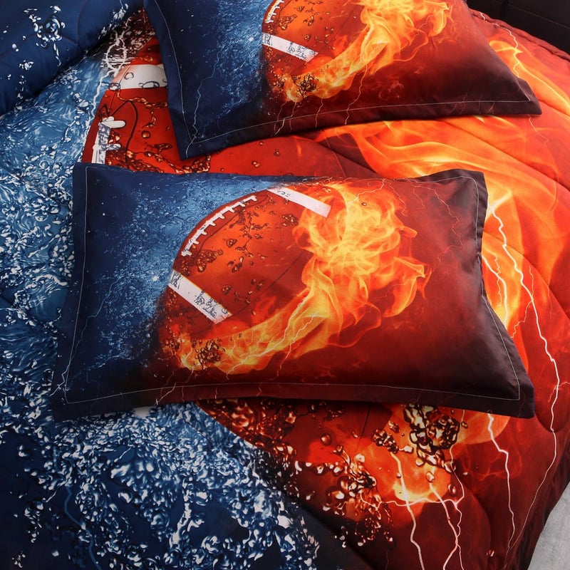 NTBED Football Comforter Sets Twin for Boys Teens, 3-Pieces Sports Bedding (1 Comforter with 2 Pillowcases),Reversible Rugby Printed Quilt Set - Image 4