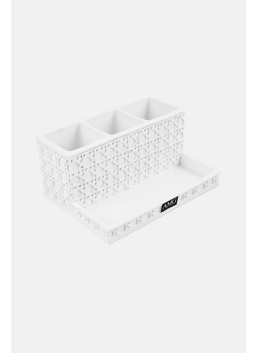 AMG - Ceramic Bathroom Toothbrush Holder, White - Image 1