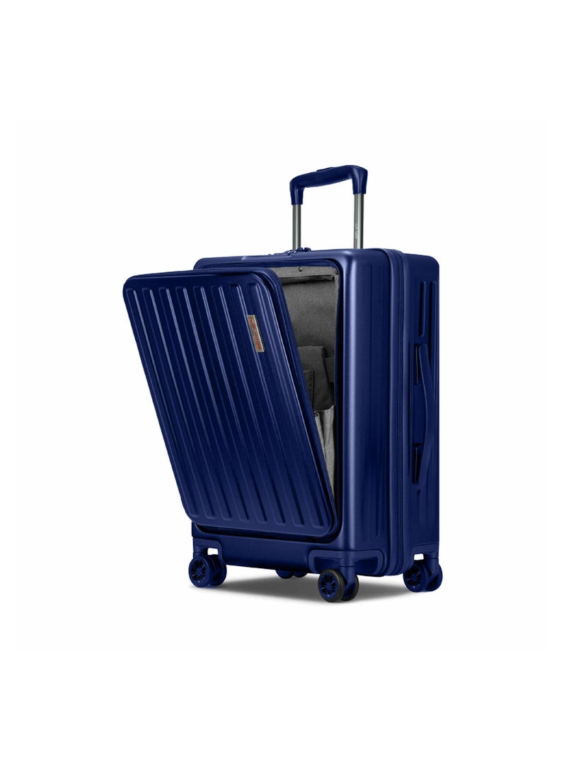 Reflection REFLECTION Business Travel 20"Carry On Luggage with Front Open Laptop Compartment|Hardside Suitcase|4 Spinner Wheels|Premium Quality|Professional look(Blue) - Image 1