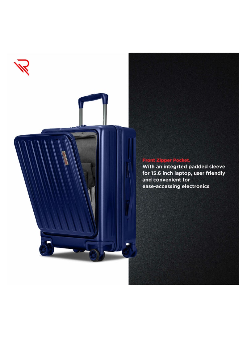 Reflection REFLECTION Business Travel 20"Carry On Luggage with Front Open Laptop Compartment|Hardside Suitcase|4 Spinner Wheels|Premium Quality|Professional look(Blue) - Image 4