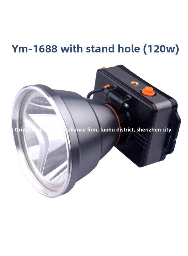 Led Outdoor Strong Light Charging Headlight Mini High Power Induction Fishing Lamp Rubber Tapping Head-mounted Flashlight Miner's Lamp-Color:1668 White Light 80W Double Battery With Bracket Hole