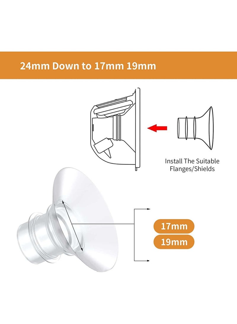 GNAFOTU Flange 17mm 19mm Inserts for momcozy S9/S12/S9pro/S12pro/Lansinoh/Bellababy Pump Parts Replace, Wearable Breast Pump Shield/Flange Insert to Reduce 24mm Down to 17mm/19mm, 4pcs  - Image 2