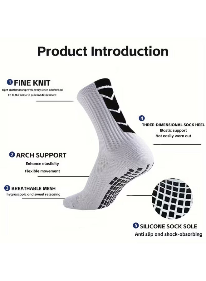 زوجان (أسود وأبيض) جوارب رياضية للمراهقين | قبضة مانعة للانزلاق، مقاومة للصدمات، مناسبة لكرة القدم، وكرة السلة، والرجبي، وكرة القدم الأمريكية، والجري، والمشي لمسافات طويلة، والتنس، والتزلج، والبيسبول | بوليستر، مطاط، إيلاستان | قابلة للغسل في الغسالة، بنقش جرافيكي، للمراهقين - Image 5