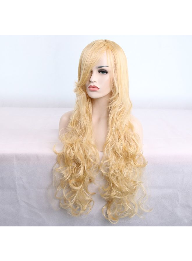 NIBEMINENT Heat Resistant Long Curly Full Wig Blonde 26inch - Image 3