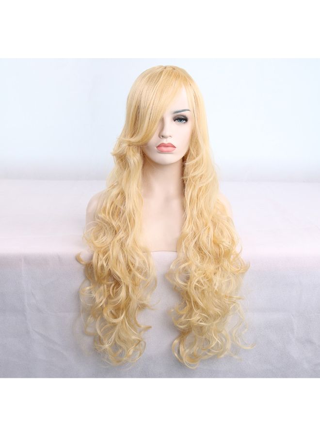 NIBEMINENT Heat Resistant Long Curly Full Wig Blonde 26inch - Image 4