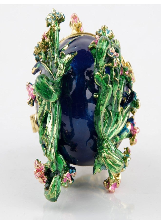 SEVENBEES Hand-Painted Flower Faberge Egg Trinket Box Hinged with Rich Enamel and Sparkling Rhinestones Jewelry Boxes Gift for Home Decor - Image 5